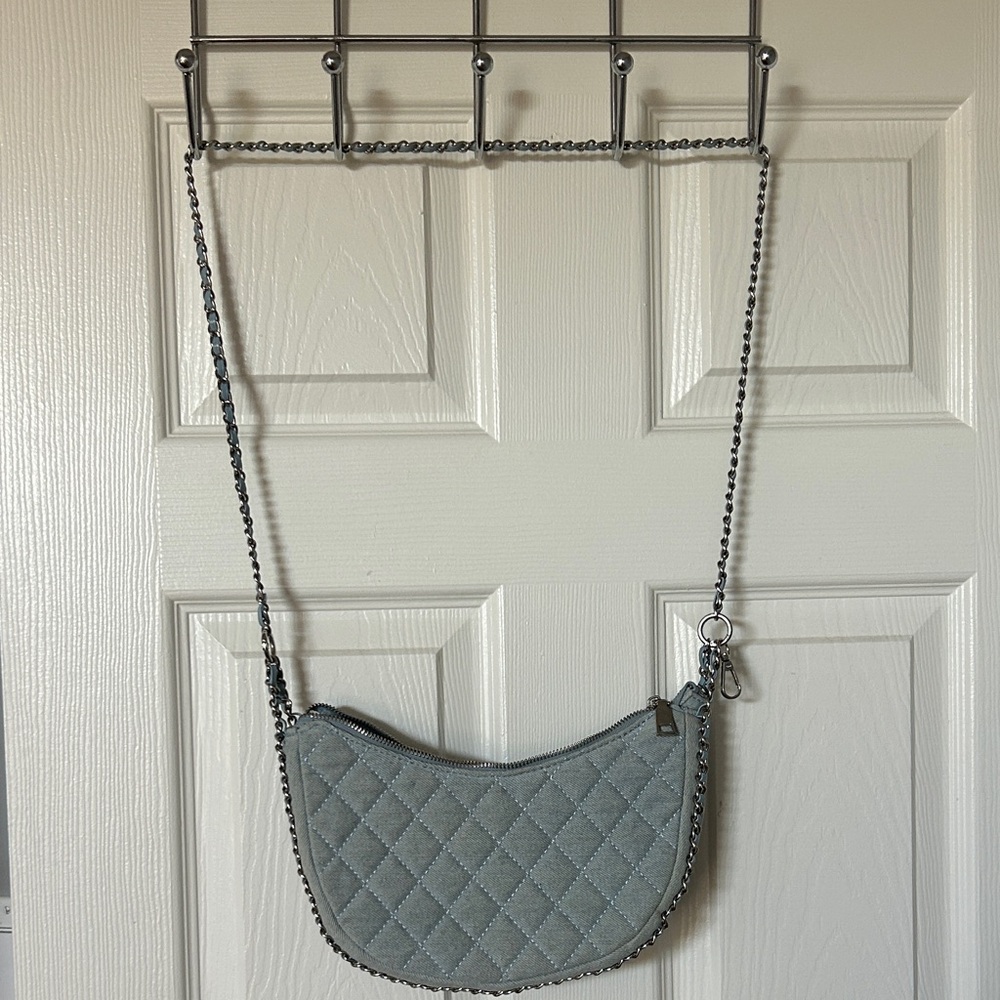 Madison West Quilted Silver Crossbody Bag
